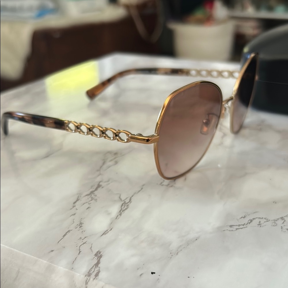 Coach Brown Oval Sunglasses with Gradient Lenses - Picture 6 of 6